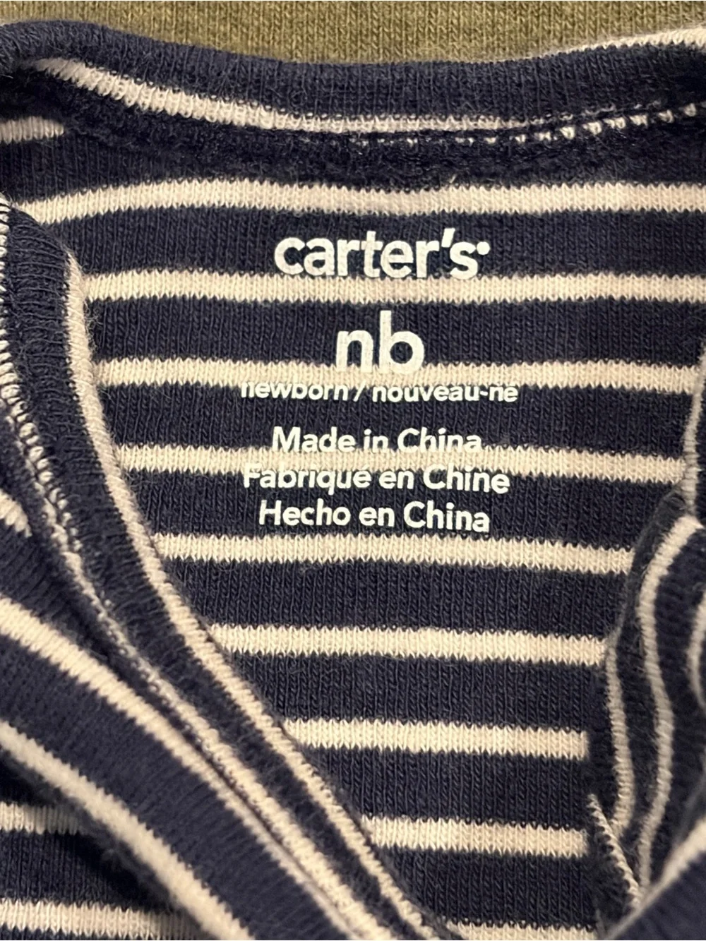 Carter's 3-Pack Long-Sleeve Footies — Bright Blue, Olive, Navy Stripe